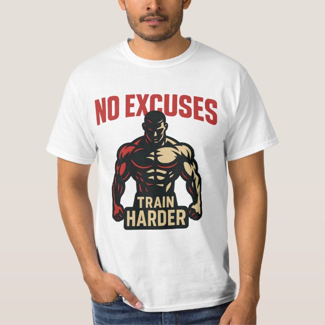 Camiseta No Excuses – Train Harder (Anverso)