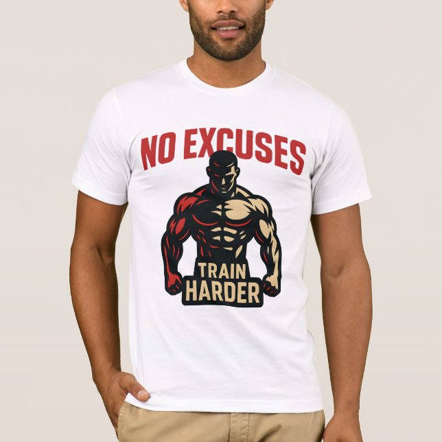 Camiseta No Excuses – Train Harder (Anverso)