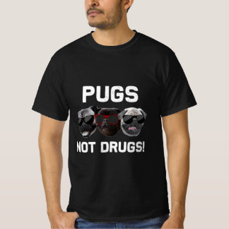 Camiseta No Fármacos Perros Pug Graciosos Con Gafas De Sol