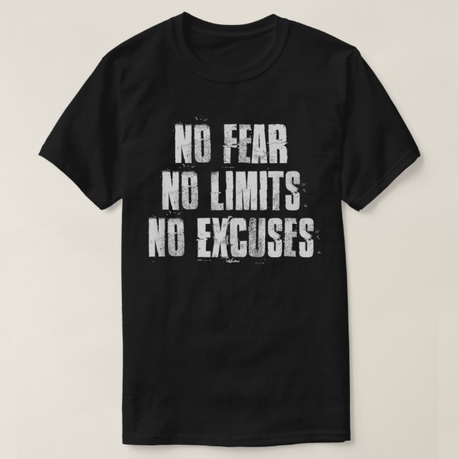 Camiseta No Fear No Limits No Ecuses Motivational Gym Fitne (Diseño del anverso)