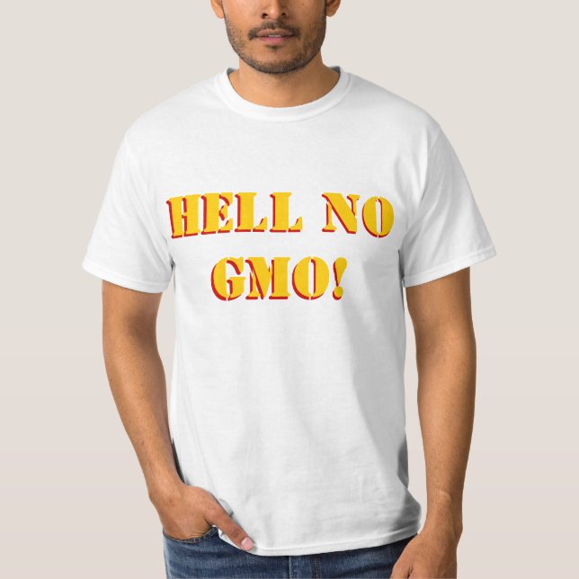 Camiseta ¡No fuente de la plantilla de GMO, frente y parte (Anverso)