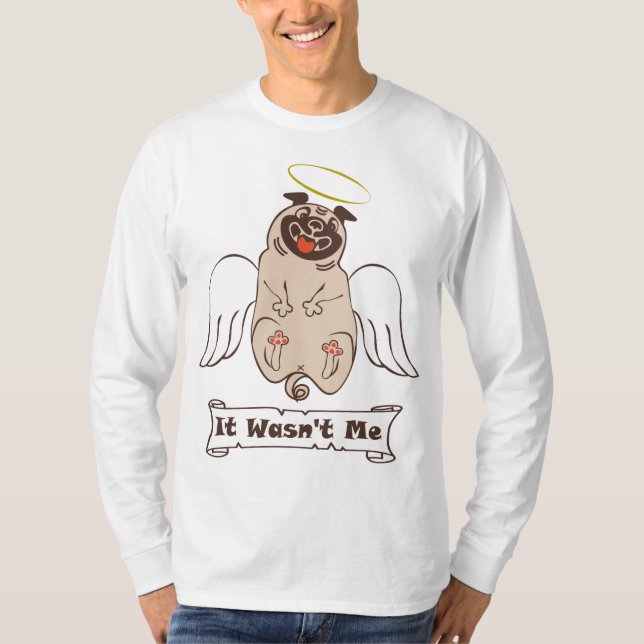 Camiseta No fui yo angel pug cita graciosa T-Shirt (Anverso)