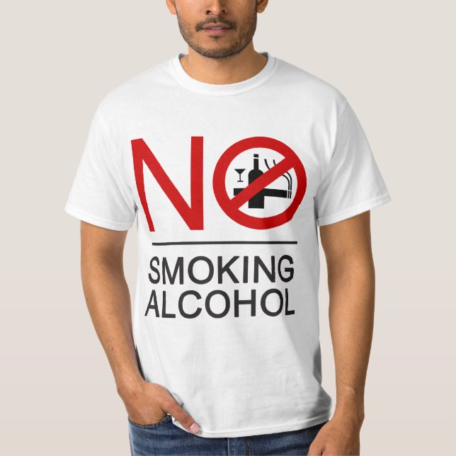 Camiseta NO fumar alcohol ⚠ Rótulo tailandés ⚠ (Anverso)