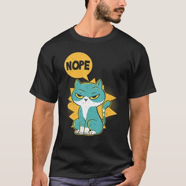 Camiseta No Gato De Gato Nope Ennojado Y Perezoso (Anverso)