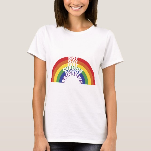 Camiseta No gay - apenas curioso sobre los arco iris (Anverso)