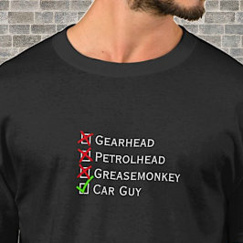 Camiseta No Gearhead Petrolhead Greasemonkey Tick Car Guy