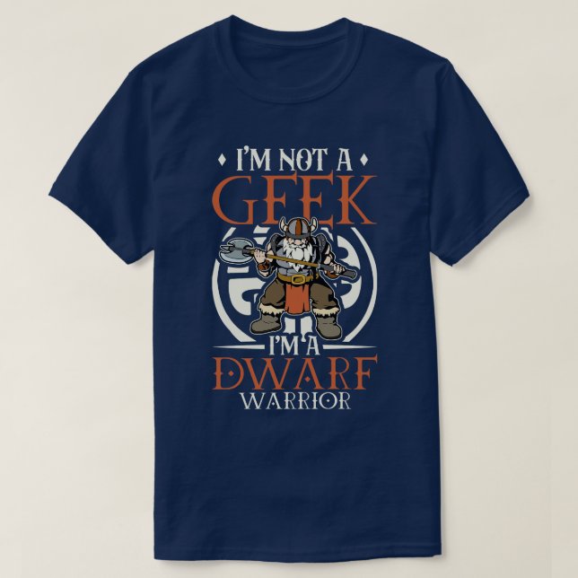 Camiseta No geek D20 Roleplay personaje guerrero enano (Diseño del anverso)