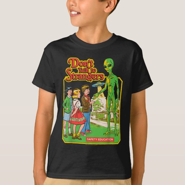 Camiseta No hables con extraños Alien Ufo Retro Funny (Anverso)