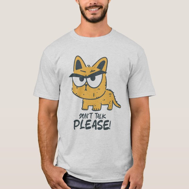 Camiseta No hables, por favor - Gracioso gato Naranja enoja (Anverso)