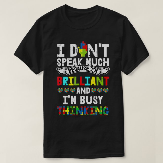 Camiseta No Hablo Muchos Regalos De Concienciación Sobre El (Diseño del anverso)