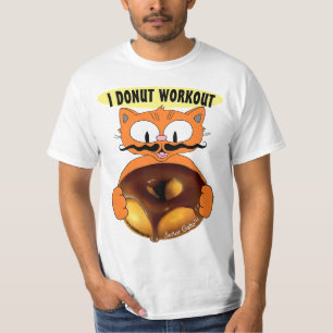 Camiseta No hago ejercicio con donut Gato de dibujos animad