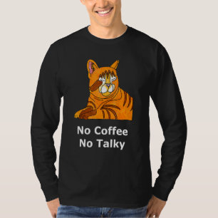 Camiseta No hay café, no se escucha sonriente, canso y gato