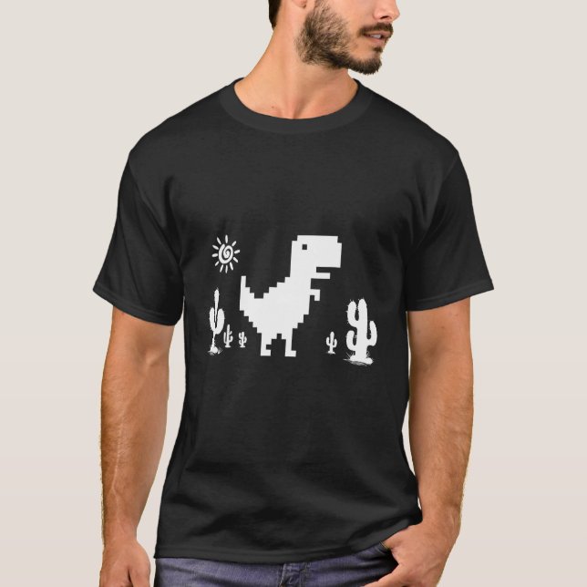 Camiseta No hay conexión a Internet Dinosaurio 8 bit Pixel (Anverso)