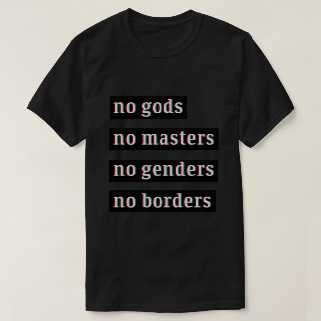 Camiseta no hay dioses, no amos, no hay géneros, no hay Peg (Diseño del anverso)