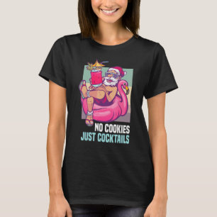 Camiseta No hay galletas sólo cócteles Santa Flamingo Summe