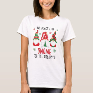 Camiseta No Hay Lugar Como Gnome Para Los Navidades De Vaca