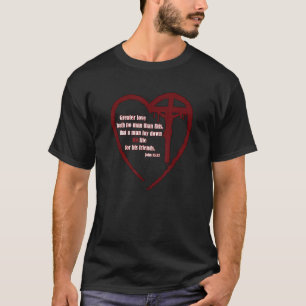 Camiseta No hay más grandes amigos de amor Jesús cruza John