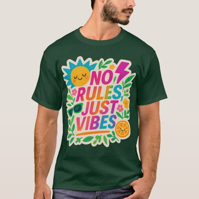Camiseta No hay reglas sólo vibraciones - Neon Gradient Kaw (Anverso)