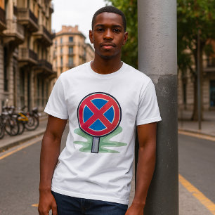 Camiseta No hay símbolo de tráfico rojo de Rótulo de carret