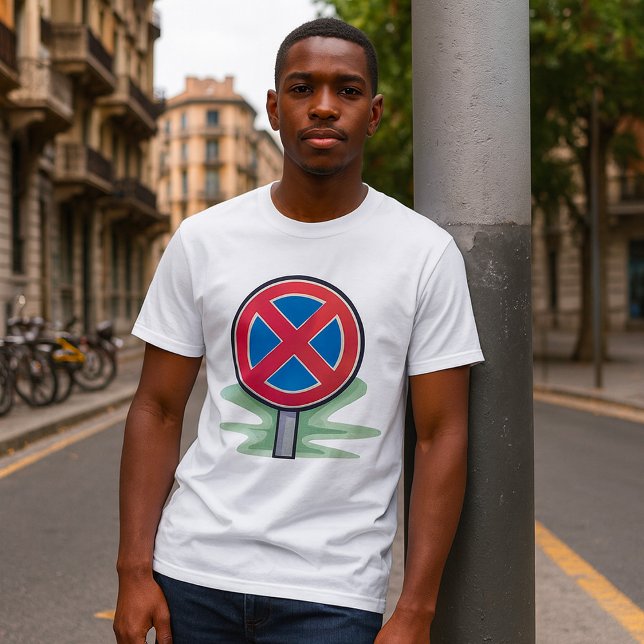 Camiseta No hay símbolo de tráfico rojo de Rótulo de carret (Subido por el creador)