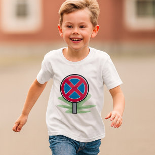 Camiseta No hay símbolo de tráfico rojo de Rótulo de carret