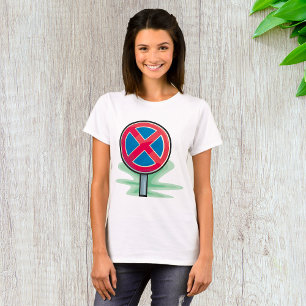 Camiseta No hay símbolo de tráfico rojo de Rótulo de carret