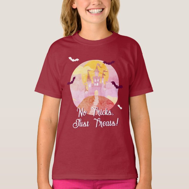 Camiseta No hay trucos para tratar a Spooky Castle Hallowee (Anverso)