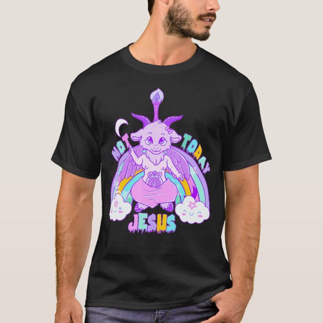 Camiseta No Hoy Baphomet Jesus Kawaii Cute Pastel (Anverso)