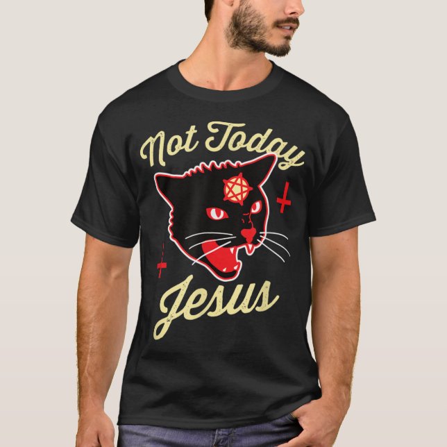 Camiseta No Hoy Jesús Aclamó A Satanás Gato Muerte Metaliza (Anverso)
