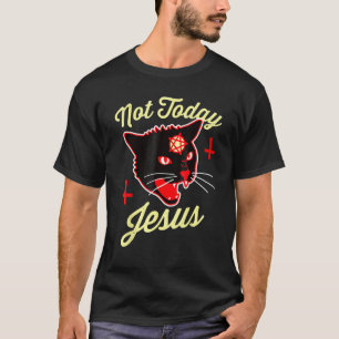 Camiseta No Hoy Jesús Alabado Sea Satanás Gato Satánico Dea