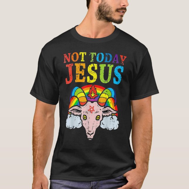 Camiseta No Hoy Jesús Orgullo Gay Lgbt Satan Cabra 3 (Anverso)