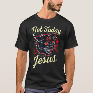 Camiseta No Hoy Jesús Salve Satanás Gato Satánico Retro Hal