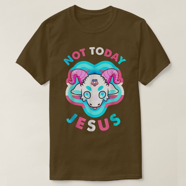 Camiseta No hoy Jesús Transgénero LGBT Satan Goat  (Diseño del anverso)
