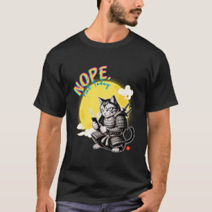 Camiseta No Hoy Samurái Gato Leer Mensajes Japonés Divertid