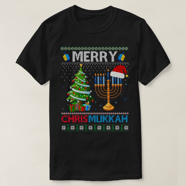 Camiseta No hoy Santa Hanukkah Chanukah Santa Hat Menora (Diseño del anverso)