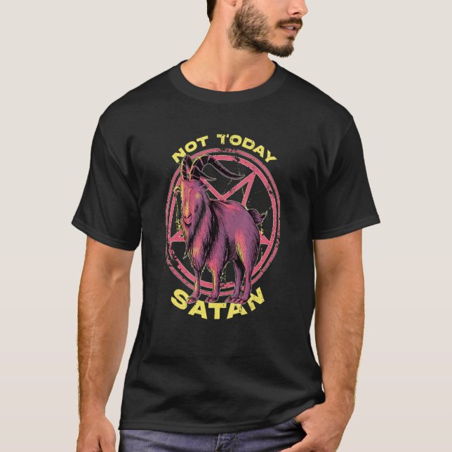 Camiseta No Hoy Satanás Baphomet Goat Pentagram Pagan・ (Anverso)