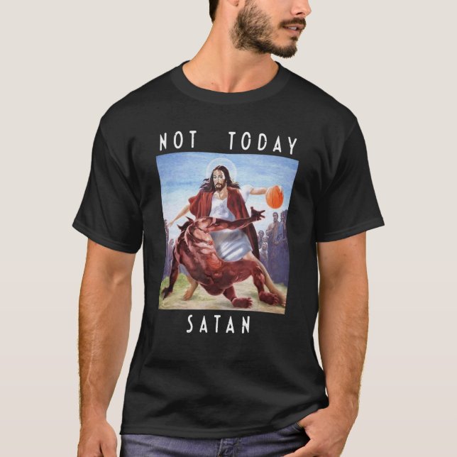 Camiseta No hoy Satanás Jesús vs Satanás en el baloncesto (Anverso)
