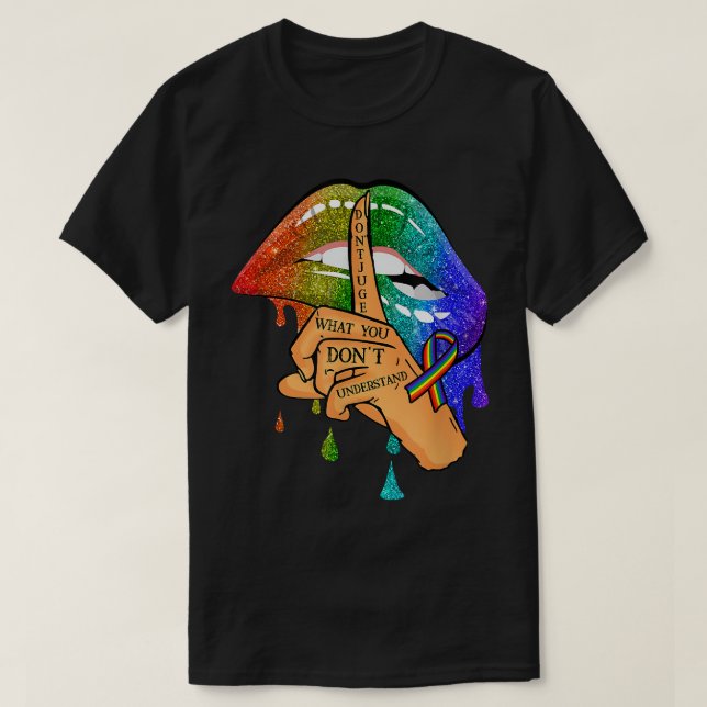 Camiseta No juzgues lo que no entiendes del orgullo LGBT (Diseño del anverso)