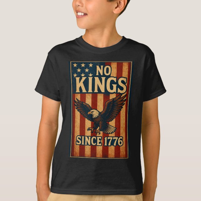 Camiseta No King Since 1776 Patriotic Dom Shirts Men Women  (Anverso)