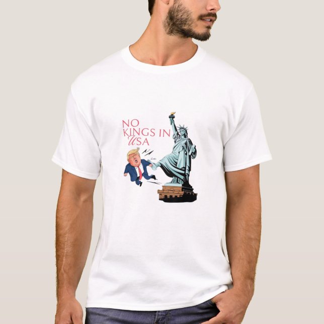 Camiseta No Kings In USA Statue Of Kicking Out Fump Classic (Anverso)