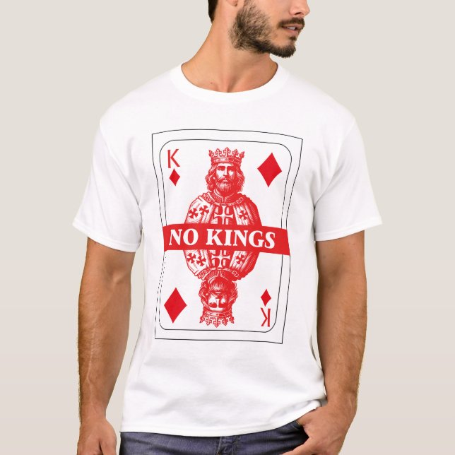 Camiseta No Kings Playing Card Shirt – Red Diamond King Gra (Anverso)