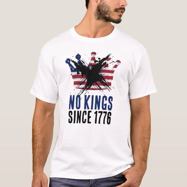 Camiseta NO KINGS SINCE 1776 USA flag crown rustic (Anverso)