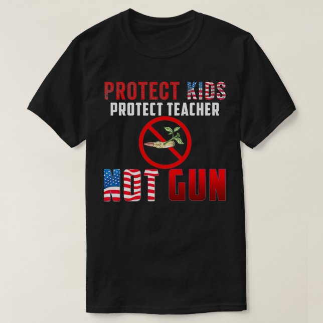 Camiseta No las armas protegen a los niños protegen al prof (Diseño del anverso)