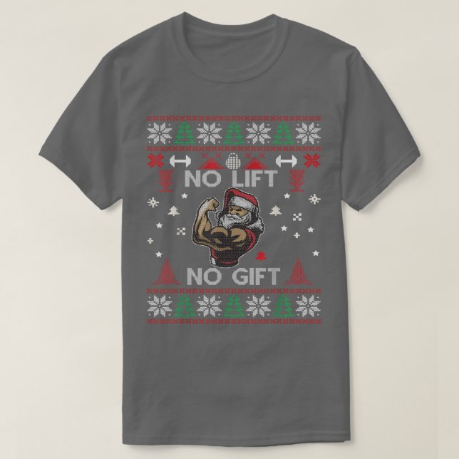 Camiseta No Lift No Santa Gym Workout Ugly Christmas Weight (Diseño del anverso)