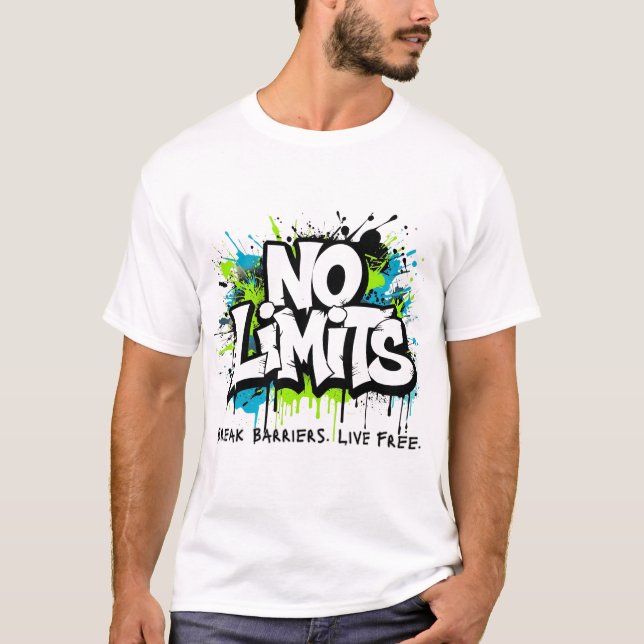 Camiseta No Limits – Break Barriers Live Free Motivational  (Anverso)