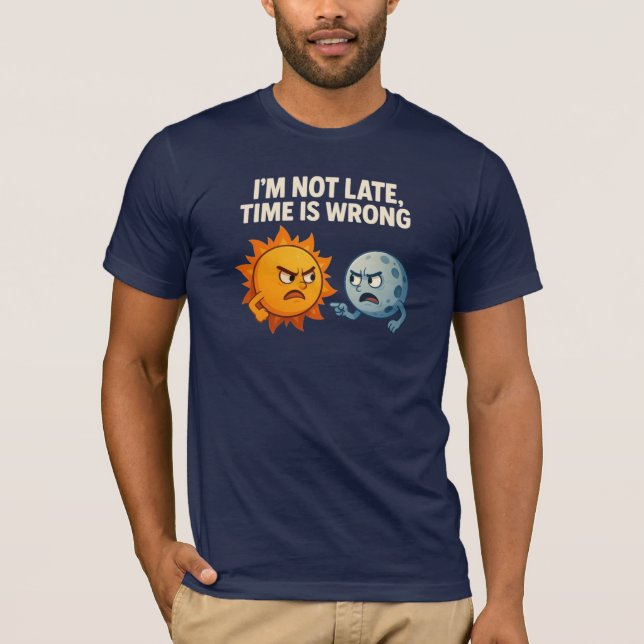 Camiseta No llego tarde, el tiempo está mal (Anverso)