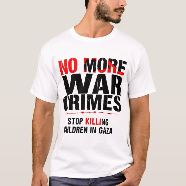 CAMISETA NO MÁS CRÍMENES DE GUERRA (Anverso)
