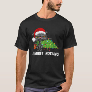 Camiseta No me arrepiento de nada gracioso gato de Santa Ha
