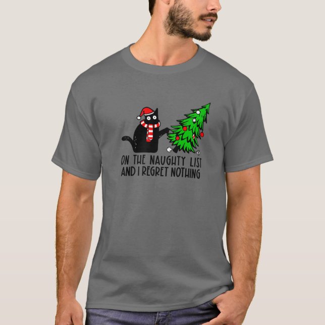 Camiseta No me arrepiento de nada Navidades gatos negros (Anverso)