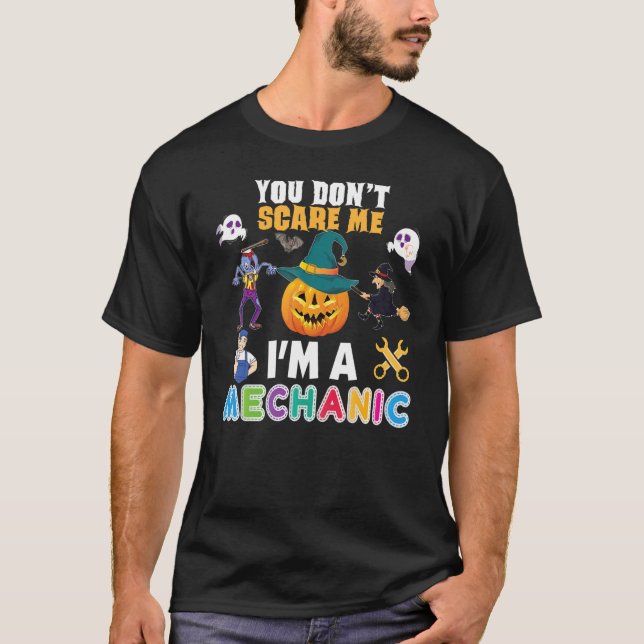 Camiseta No me asustes, soy mecánico, no puedo hacer Hallow (Anverso)